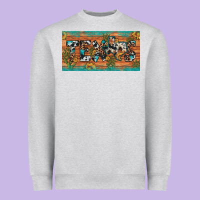 Texas Sunflower Cactus Cowhide Leopard Licence Plate Heavyweight Sweatshirt Designed By Artiststas
