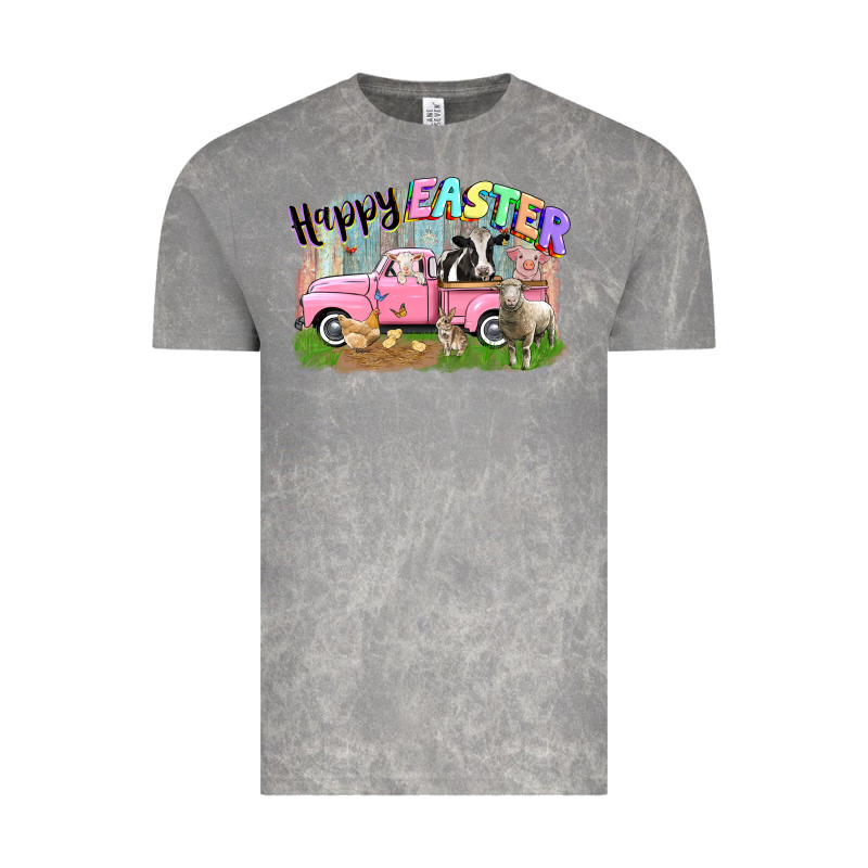 Happy Easter Truck With Farm Animals Easter Day Vintage Tee by CowGirlArtShop | Teevron