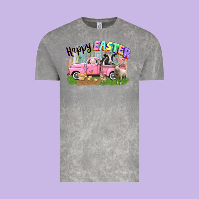 Happy Easter Truck With Farm Animals Easter Day Vintage Tee Designed By Cowgirlartshop