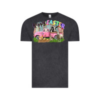 Vintage Black Happy Easter truck with farm animals Easter Day Vintage Tee - CowGirlArtShop