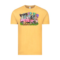 Vintage Mustard Happy Easter truck with farm animals Easter Day Vintage Tee - CowGirlArtShop