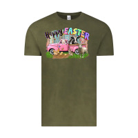 Vintage Olive Happy Easter truck with farm animals Easter Day Vintage Tee - CowGirlArtShop