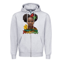 Heather Grey juneteenth african girl Zipper Hoodie - BarkalooDesign