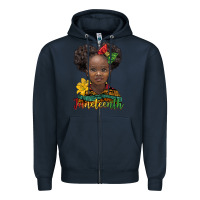 Navy juneteenth african girl Zipper Hoodie - BarkalooDesign
