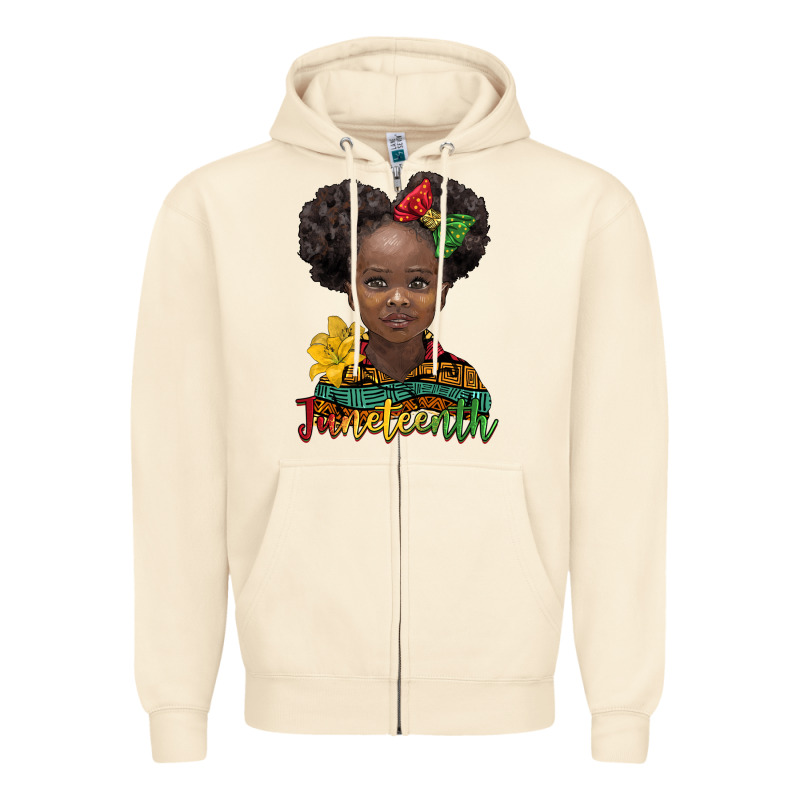 Juneteenth African Girl Zipper Hoodie by BarkalooDesign | Teevron