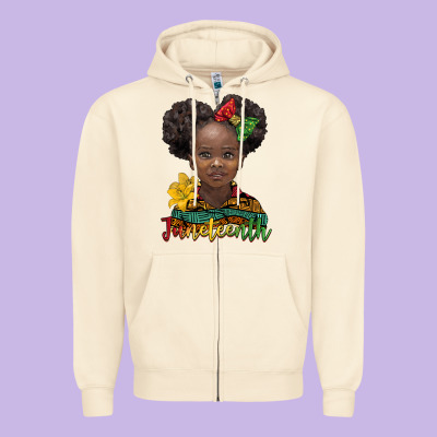 Juneteenth African Girl Zipper Hoodie Designed By Barkaloodesign