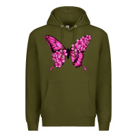 Army Green floral pink butterfly Premium Hoodie - Jasminsmagicworld