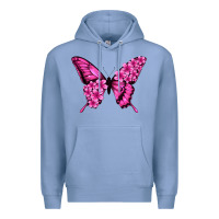 Colony Blue floral pink butterfly Premium Hoodie - Jasminsmagicworld