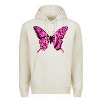 Oatmeal Heather floral pink butterfly Premium Hoodie - Jasminsmagicworld