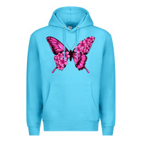 Ocean Blue floral pink butterfly Premium Hoodie - Jasminsmagicworld