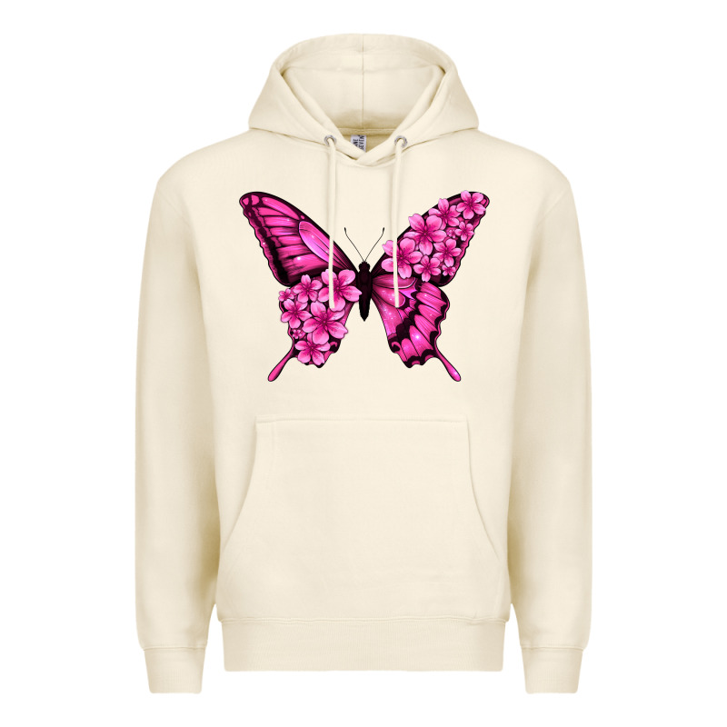 Floral Pink Butterfly Premium Hoodie by Jasminsmagicworld | Teevron