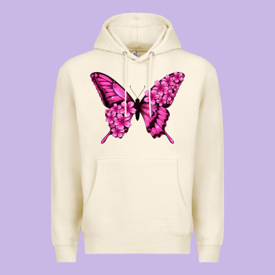 Floral Pink Butterfly Premium Hoodie Designed By Jasminsmagicworld