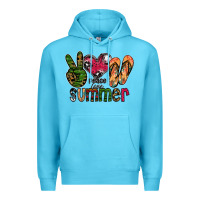 Ocean Blue peace love summer Premium Hoodie - CowhideDigitalArt