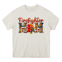 Cream Firefighter Mom Heavy Core Tee - texasbilliewilder