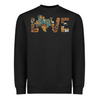 Black love texas map sunflower leopard cowhide Heavyweight Sweatshirt - Artiststas