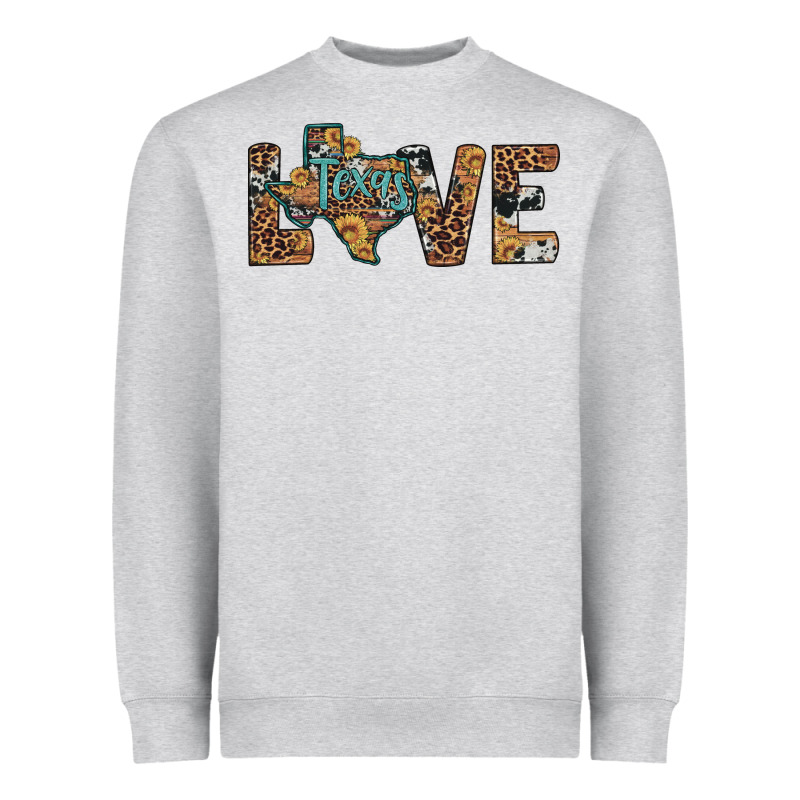 Love Texas Map Sunflower Leopard Cowhide Heavyweight Sweatshirt by Artiststas | Teevron