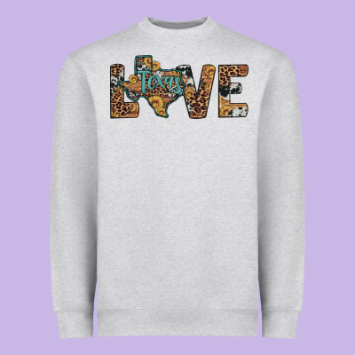 Love Texas Map Sunflower Leopard Cowhide Heavyweight Sweatshirt Designed By Artiststas