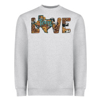 Heather Grey love texas map sunflower leopard cowhide Heavyweight Sweatshirt - Artiststas