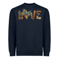 Navy love texas map sunflower leopard cowhide Heavyweight Sweatshirt - Artiststas