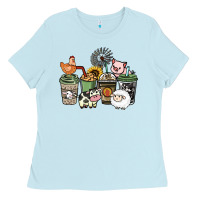 Baby Blue Farm animal coffee cups Ladies Tee - HowdyJamesFarm