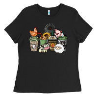 Black Farm animal coffee cups Ladies Tee - HowdyJamesFarm