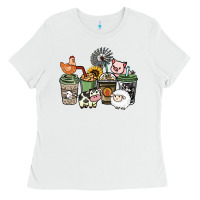 White Farm animal coffee cups Ladies Tee - HowdyJamesFarm