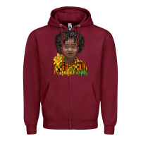 Burgundy juneteenth black boy Zipper Hoodie - BarkalooDesign