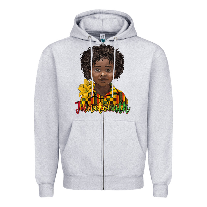 Juneteenth Black Boy Zipper Hoodie by BarkalooDesign | Teevron