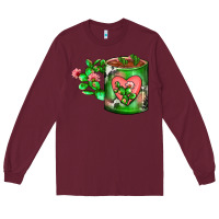 Burgundy Cactus Coffee cup Long Sleeve Tee - FaDigitalArtStudio