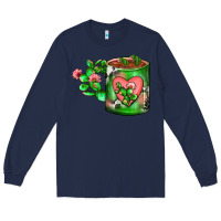 Navy Cactus Coffee cup Long Sleeve Tee - FaDigitalArtStudio