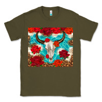 Army Green bull skull rose Classic Tee - TumblerDesignByShophia