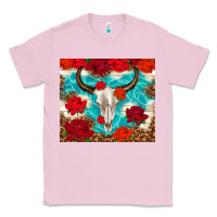 Bubblegum Pink bull skull rose Classic Tee - TumblerDesignByShophia