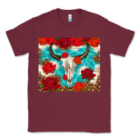 Burgundy bull skull rose Classic Tee - TumblerDesignByShophia