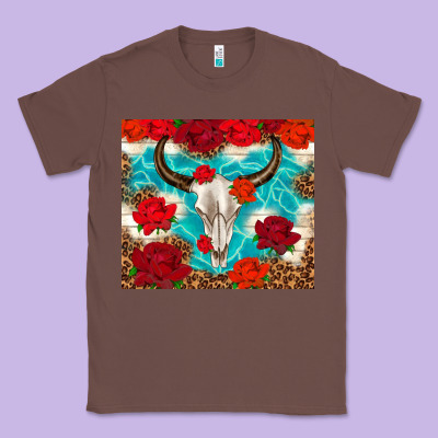 Bull Skull Rose Classic Tee Designed By Tumblerdesignbyshophia