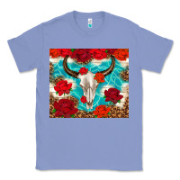 Colony Blue bull skull rose Classic Tee - TumblerDesignByShophia