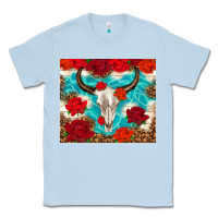 Dusty Blue bull skull rose Classic Tee - TumblerDesignByShophia