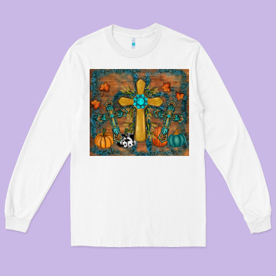 Fall Cross Tumbler Long Sleeve Tee Designed By Ranaportraitstore