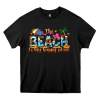 Black the beach is my happy place Heavy Core Tee - NancyCooperArtShop