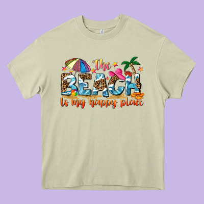 The Beach Is My Happy Place Heavy Core Tee Designed By Nancycooperartshop