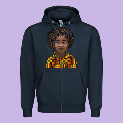 Black Boy Zipper Hoodie Designed By Barkaloodesign