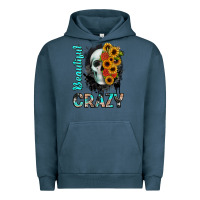 Pigment Midnight Navy beautiful crazy skull Urban Hoodie - JahusDesignShop