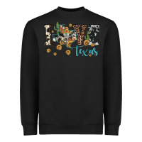 Love Texas Map Sunflower Cactus Cowhide Leopard Heavyweight Sweatshirt | Teevron