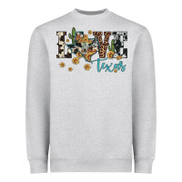 Heather Grey love texas map sunflower cactus cowhide leopard Heavyweight Sweatshirt - Artiststas