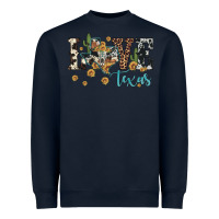 Navy love texas map sunflower cactus cowhide leopard Heavyweight Sweatshirt - Artiststas