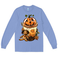 Colony Blue Halloween Jack O Lantern Bobba Cup Long Sleeve Tee - FaDigitalArtStudio