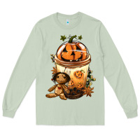 Matcha Halloween Jack O Lantern Bobba Cup Long Sleeve Tee - FaDigitalArtStudio