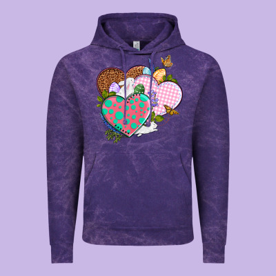 Easter Day Western Easter Hearts Vintage Hoodie Designed By Oliviacreatesart