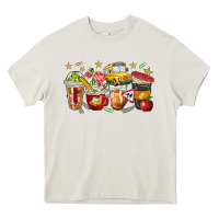 Cream school bus coffee cups Heavy Core Tee - NancyCooperArtShop