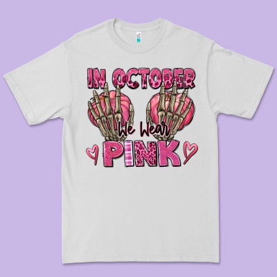 In October We Wear Pink Skeleton Premium Tee Designed By Texasbilliewilder
