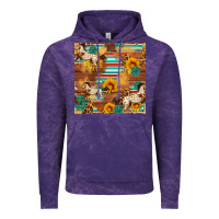 Cloud Purple Western Horse Sunflowers Gemstone Seamless Pattern Vintage Hoodie - FaDigitalArtStudio